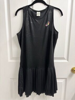 ASICS Pleated Active Dress Black Large Tennis Athletic